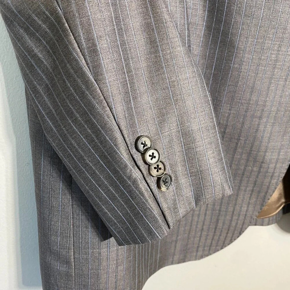 Cremieux Collection Wool Sport Coat Men's 48L Ing Loro Piana Pinstripe Gray Blue - Picture 10 of 16